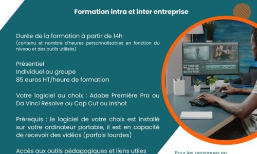 Formation montage vidéo utilisation de logiciel au choix : premiere pro, da vinci resolve, cap cut ou inshot